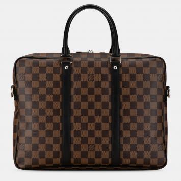 Pre Owned Louis Vuitton Damier Ebene Porte Documents Voyage PM