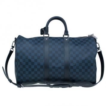 Pre Owned Louis Vuitton Damier Cobalt Canvas Keepall Bandouliere 55