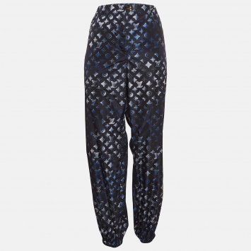Pre Owned Louis Vuitton Dark Blue Mahina Monogram Nylon Joggers L