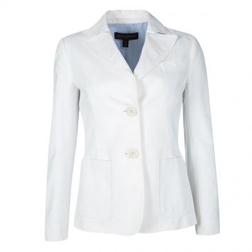 Pre Owned Louis Vuitton White Textured Blazer S