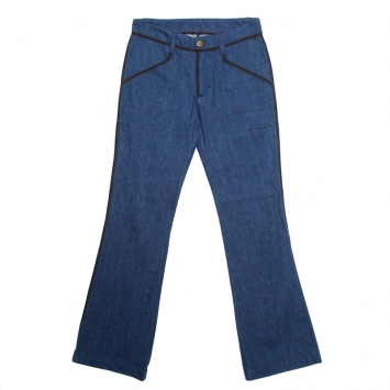 Pre Owned Louis Vuitton Indigo Dark Wash Contrast Piping Boot Cut Denim Jeans S