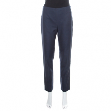 Pre Owned Louis Vuitton Black and Blue Patterened Jacquard Tailored Pants M