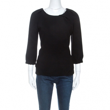 Pre Owned Louis Vuitton Black Wool Long Sleeve Top S
