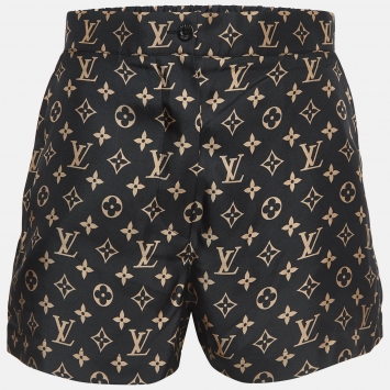 Pre Owned Louis Vuitton Black Monogram Silk Shorts S