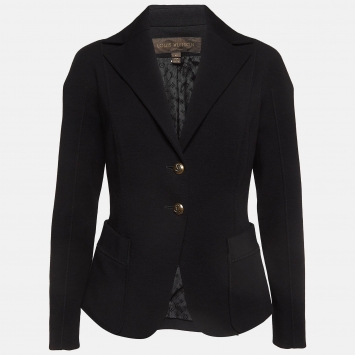 Pre Owned Louis Vuitton Black Wool Blend Single Breasted Blazer M