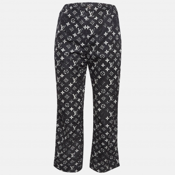 Pre Owned Louis Vuitton Black Monogram Print Synthetic Trouser S