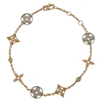 Pre Owned Louis Vuitton Idylle Blossom Three Tone 18k Gold Bracelet 