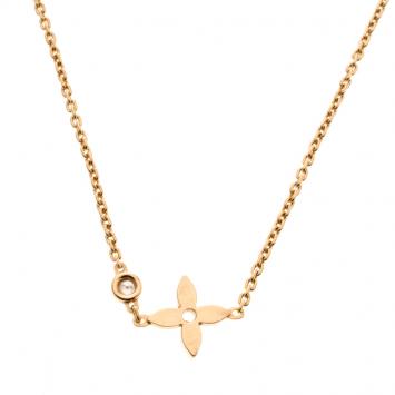 Pre Owned Louis Vuitton Idylle Blossom Diamond 18k Rose Gold Chain Necklace