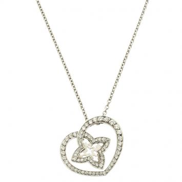 Pre Owned Louis Vuitton Coeur Diamond & 18K White Gold Chain Necklace