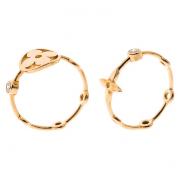 Pre Owned Louis Vuitton Monogram Idylle Blossom 18k Yellow Gold Stack Ring Set Size 51