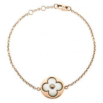 Pre Owned Louis Vuitton Color Blossom Sun Mother Of Pearl 18k Rose Gold Charm Bracelet