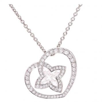 Pre Owned Louis Vuitton Coeur Diamond & 18K White Gold Chain Necklace