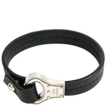 Pre Owned Louis Vuitton Noir Leather Bracelet 21