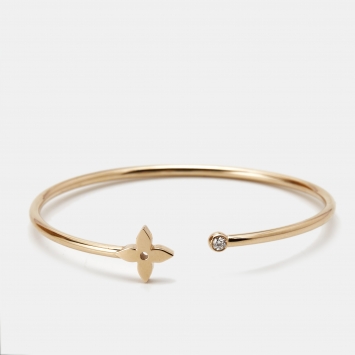Pre Owned Louis Vuitton  Idylle Blossom Diamond 18k Rose Gold Twist Cuff Bracelet 16