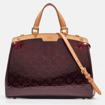 Pre Owned Louis Vuitton Amarante Monogram Vernis Brea GM Bag