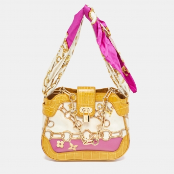 Pre Owned Louis Vuitton Multicolor PVC and Alligator Monogram Charms Linda Scarf Bag