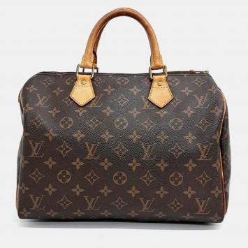 Pre Owned Louis Vuitton Brown Monogram Speedy 30 Satchel Bag