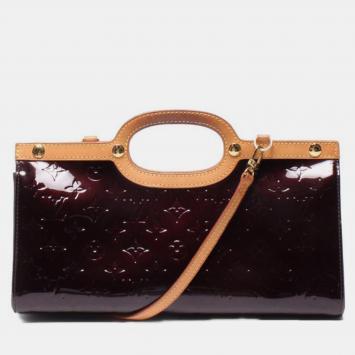 Pre Owned Louis Vuitton Purple Leather  Roxbury Drive Top Handle Bag
