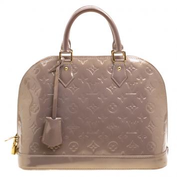 Pre Owned Louis Vuitton Beige Poudre Monogram Vernis Alma PM Bag