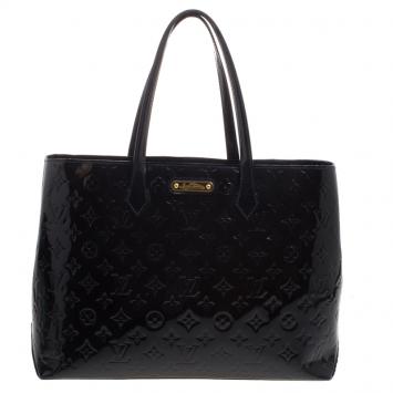 Pre Owned Louis Vuitton Bleu Infini Monogram Vernis Wilshire MM Bag