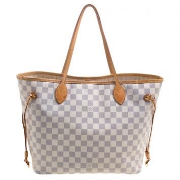 Pre Owned Louis Vuitton Damier Azur Canvas Neverfull MM Bag