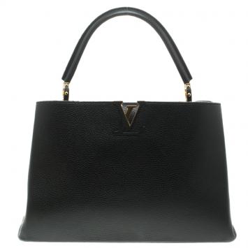 Pre Owned Louis Vuitton Black Taurillon Leather Capucines MM Bag