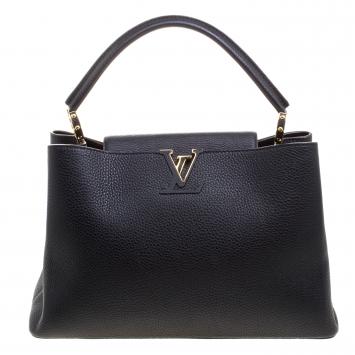 Pre Owned Louis Vuitton Black Taurillon Leather Capucines MM Bag