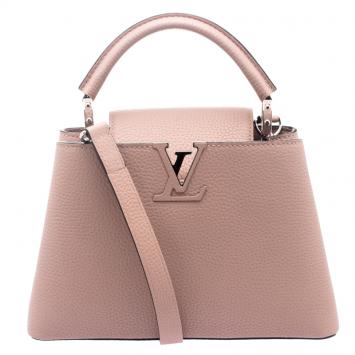 Pre Owned Louis Vuitton Beige Taurillon Leather Capucines BB Bag