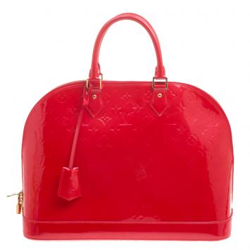 Pre Owned Louis Vuitton Rose Pop Monogram Vernis Alma GM Bag