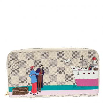 Pre Owned Louis Vuitton Damier Azur Canvas Transatlantic Cruises Zippy Wallet