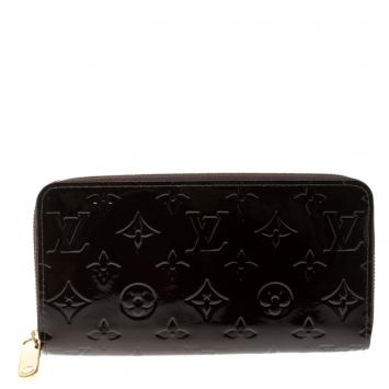 Pre Owned Louis Vuitton Amarante Monogram Vernis Zip Around Wallet