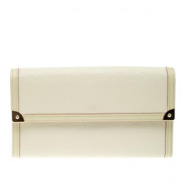 Pre Owned Louis Vuitton Off White Suhali Leather Porte-Tresor International Wallet