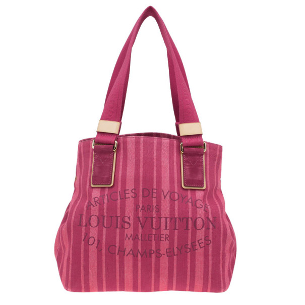 Louis Vuitton Pink Striped Canvas Cabas PM