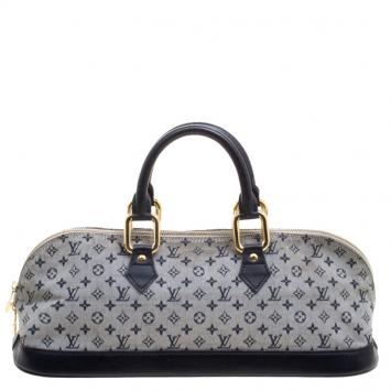 Pre Owned Louis Vuitton Encre Monogram Mini Lin Horizontal Alma Bag