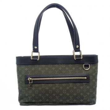 Pre Owned Louis Vuitton Khaki Green Monogram Mini Lin Lucille PM Bag