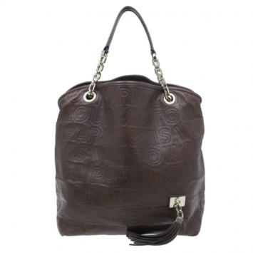 Pre Owned Louis Vuitton Brown Embossed Leather Paris Souple Whisper GM