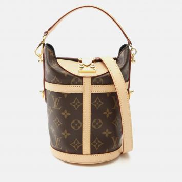 Louis Vuitton Duffle Bag Monogram Handbag Coated Canvas Leather Brown