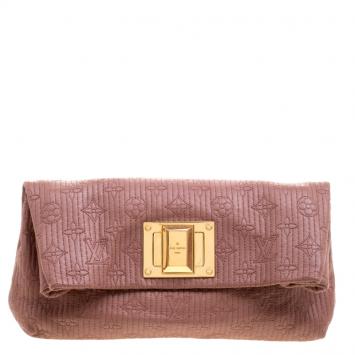 Pre Owned Louis Vuitton Beige Monogram Leather Limited Edition Altair Clutch
