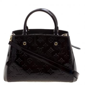 Pre Owned Louis Vuitton Amarante Monogram Vernis Montaigne BB Bag