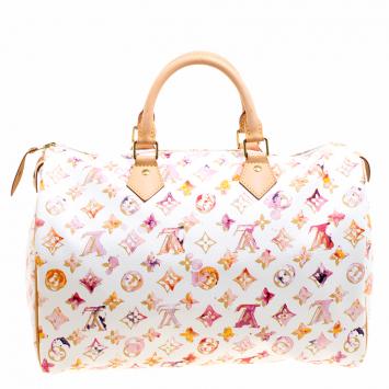Pre Owned Louis Vuitton Monogram Canvas Watercolor Aquarelle Richard Prince Speedy 35 Bag