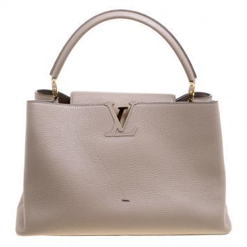 Pre Owned Louis Vuitton Beige Taurillon Leather Capucines GM Bag