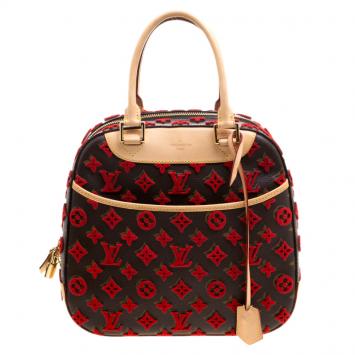 Pre Owned Louis Vuitton Rouge Monogram Canvas Tuffetage Deauville Cube Bag