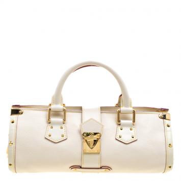 Pre Owned Louis Vuitton White Suhali Leather L'Epanoui PM Bag