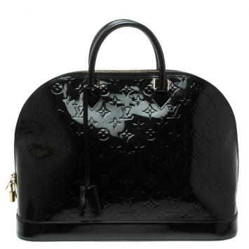 Pre Owned Louis Vuitton Black Monogram Vernis Alma GM Bag