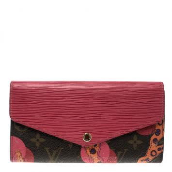 Pre Owned Louis Vuitton Coquelicot Monogram Canvas and Epi Leather Ramages Sarah Wallet