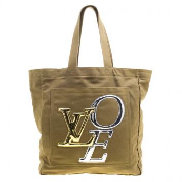 Pre Owned Louis Vuitton Khaki Canvas Limited Edition That's Love Miroir Tote