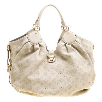Pre Owned Louis Vuitton Lin Monogram Mahina Leather XL Bag