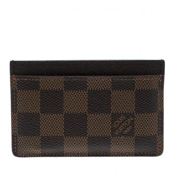 Pre Owned Louis Vuitton Damier Ebene Canvas Card Holder