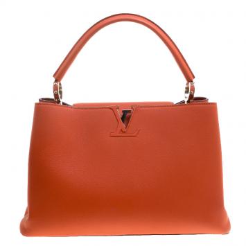 Pre Owned Louis Vuitton Corall Taurillon Leather Capucines MM Bag