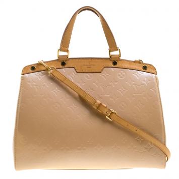Pre Owned Louis Vuitton Beige Monogram Vernis Brea GM Bag